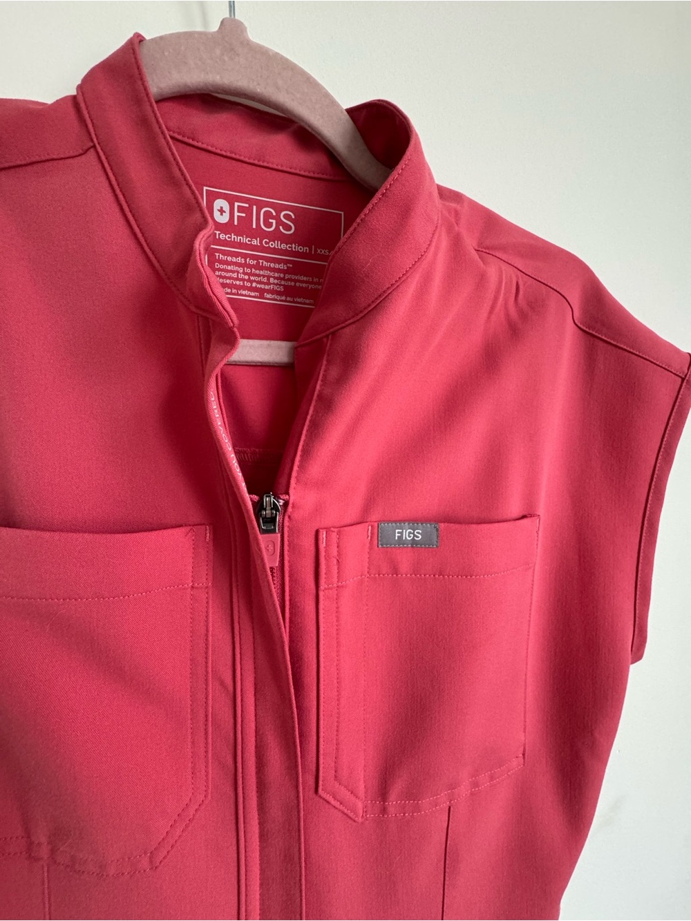 FIGS Technical Collection Scrub Jumpsuit in Coral Pink